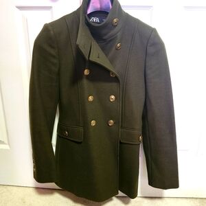 ZARA Wool Green Military Jacket NWOT